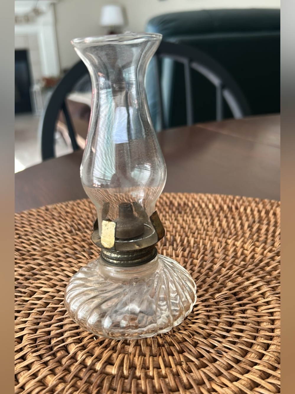 Clear Glass Oil Lamp with Brass Accent - Home Accents 6 in tall